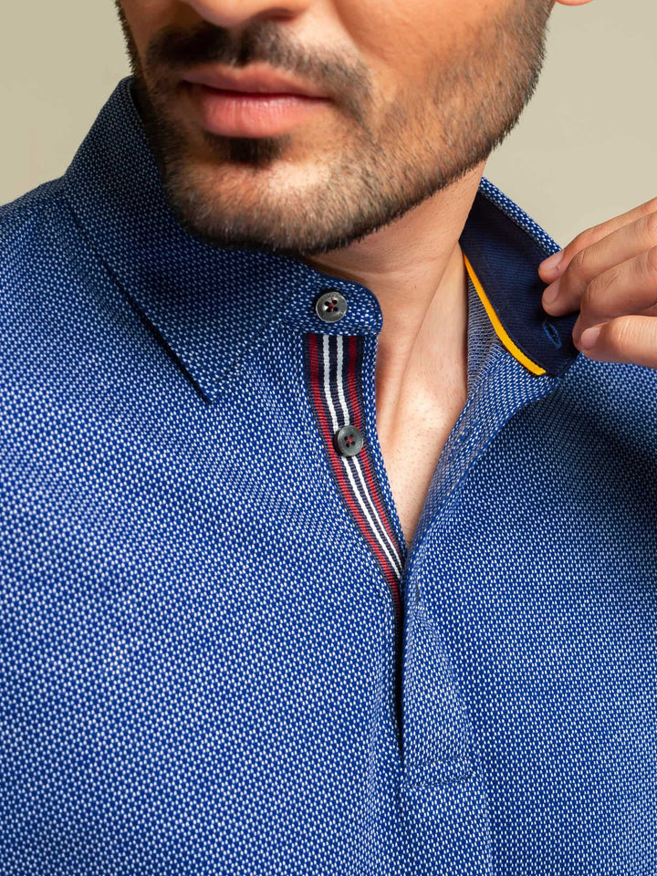 Royal Blue Jacquard Polo Shirt Brumano Pakistan