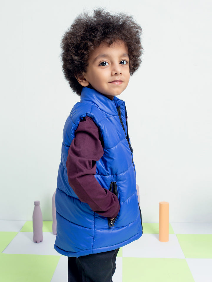 Royal Blue Sleeveless Casual Puffer Jacket Brumano Pakistan