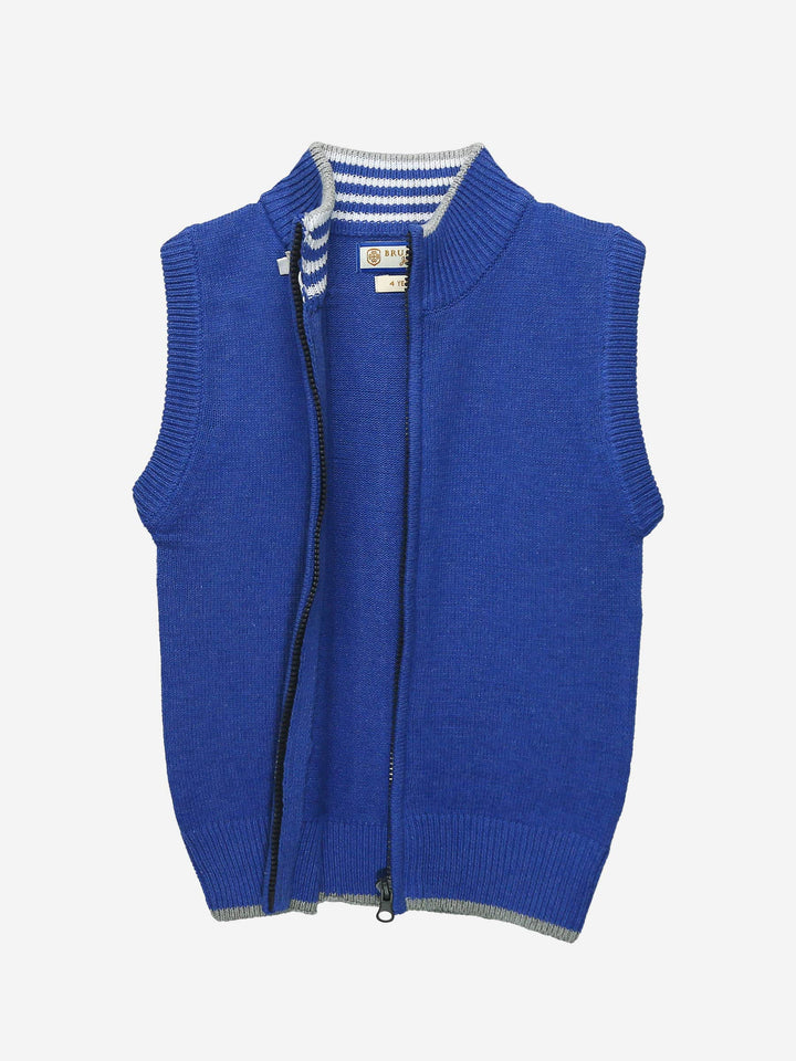 Royal Blue Sleeveless Casual Zipper Brumano Pakistan