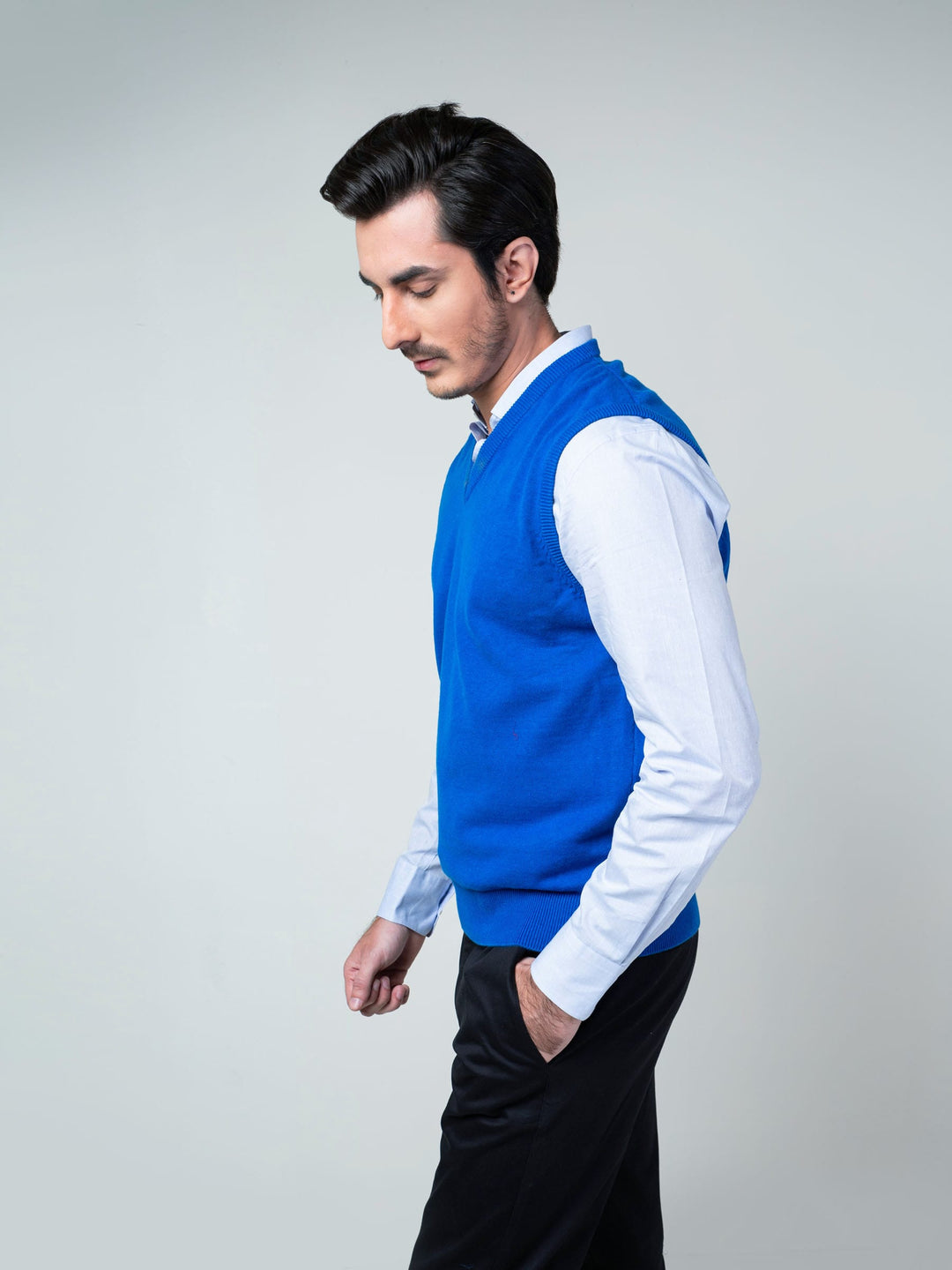 Royal Blue Sleeveless V-Neck sweater Brumano Pakistan