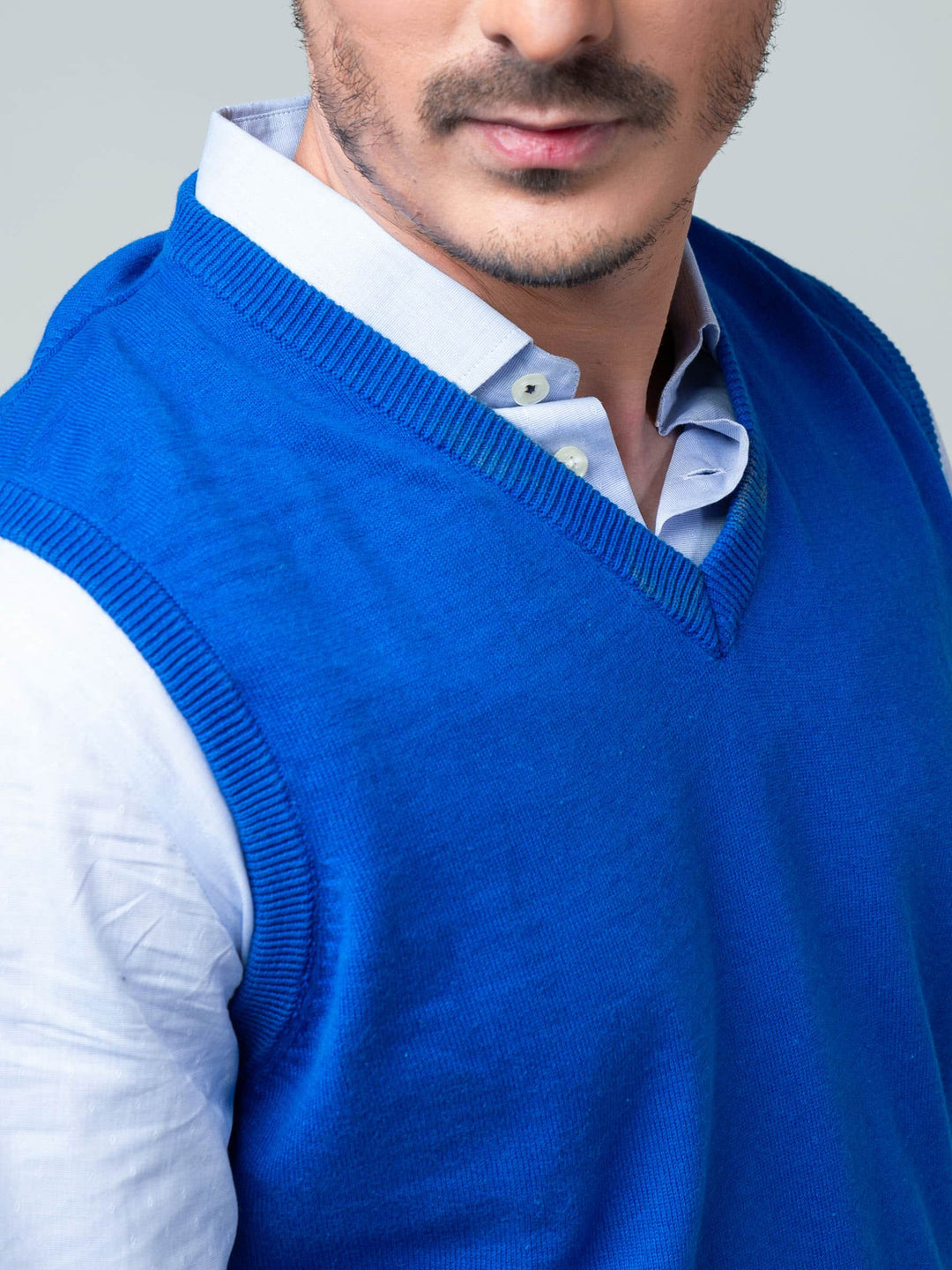 Royal Blue Sleeveless V-Neck sweater Brumano Pakistan
