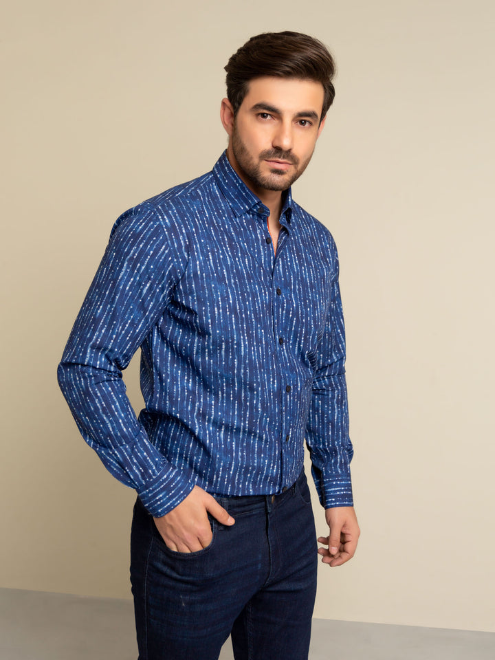 Royal Blue Printed Shirt Brumano Pakistan
