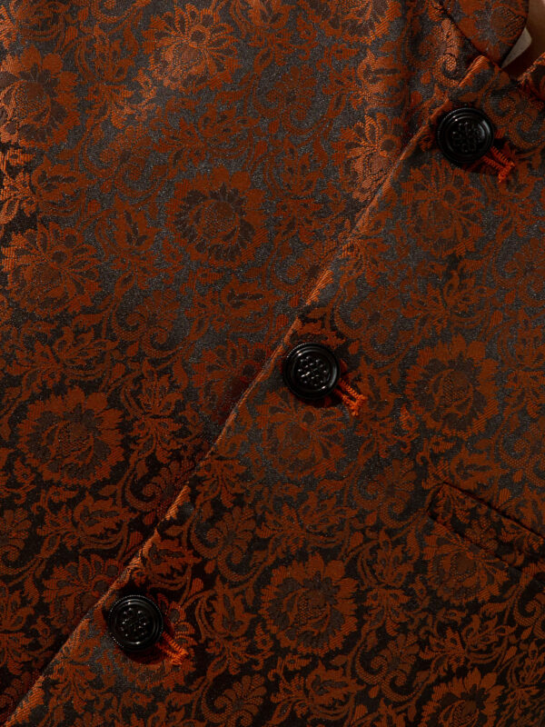 Rusty Orange Floral Patterned Waistcoat Brumano Pakistan