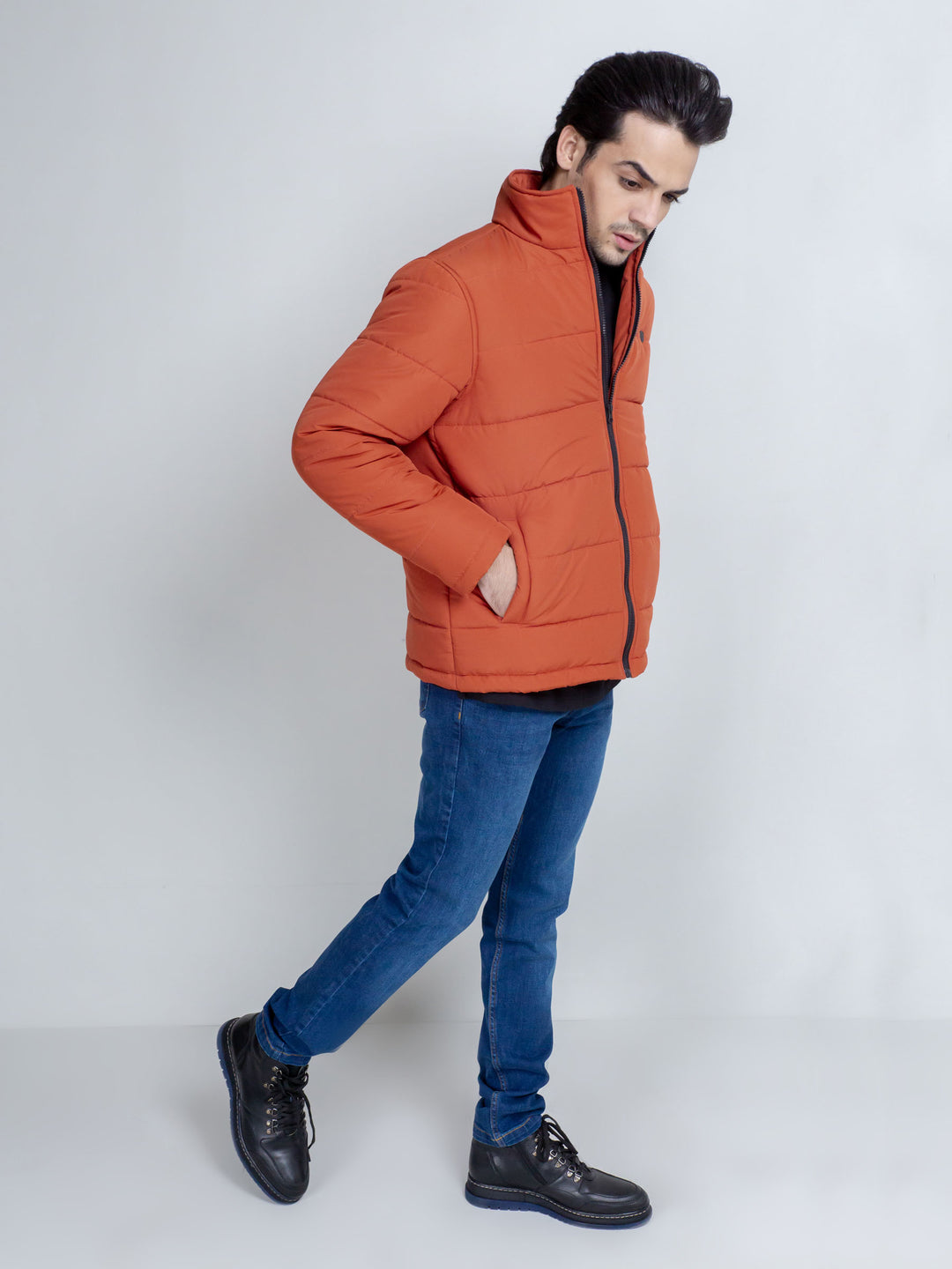 Rusty Orange Quilted Puffer Jacket Brumano Pakistan
