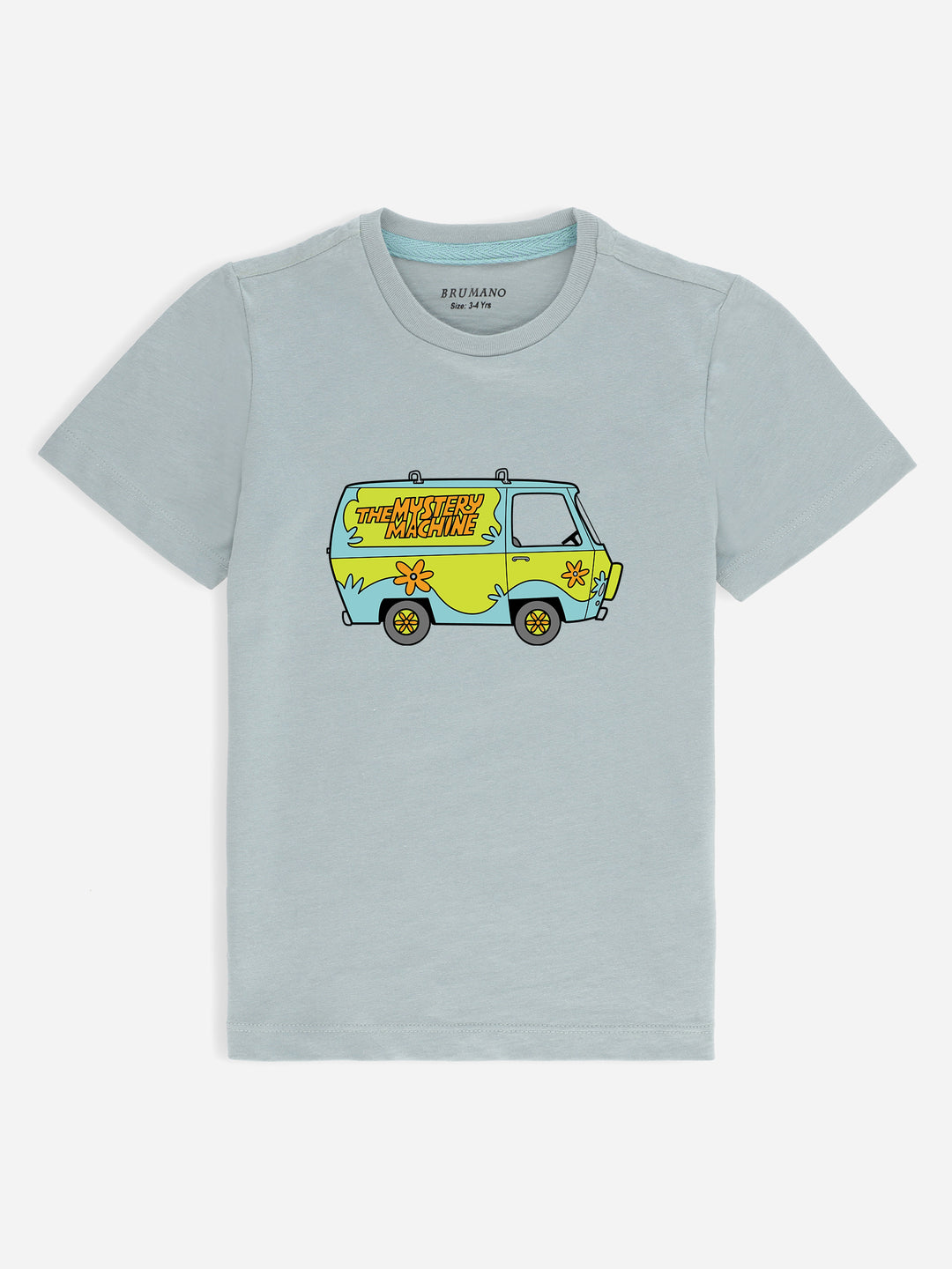 Sage green graphic printed 'mystery machine' casual tee brumano pakistan