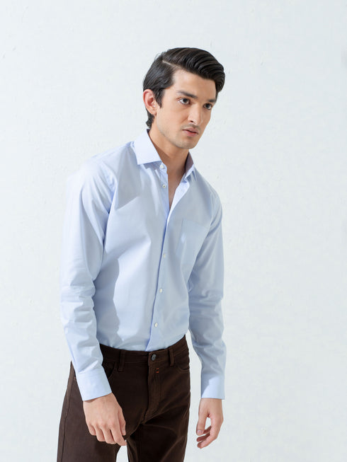 Sky Blue Micro Dobby Shirt With Cutaway Collar Brumano Pakistan