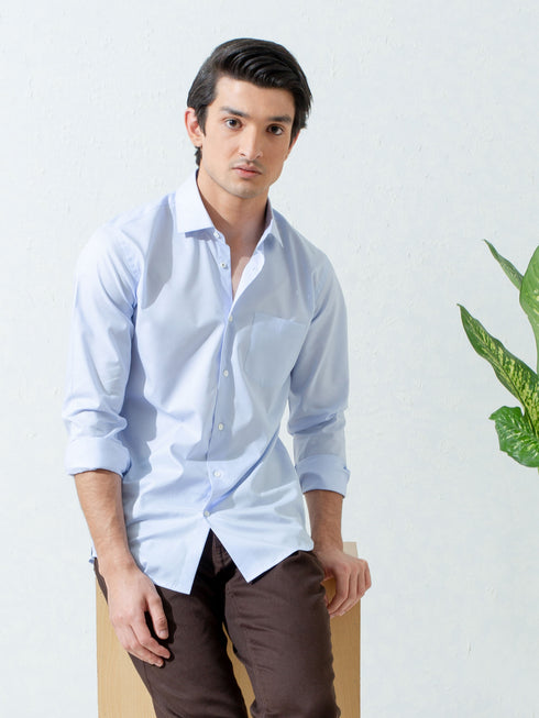 Sky Blue Micro Dobby Shirt With Cutaway Collar Brumano Pakistan