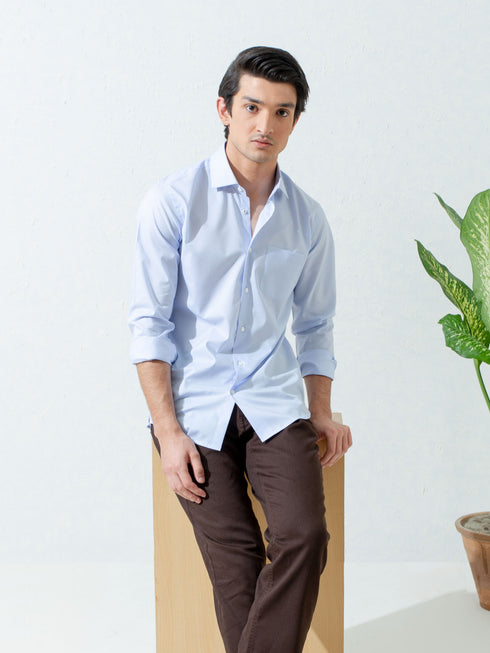 Sky Blue Micro Dobby Shirt With Cutaway Collar Brumano Pakistan