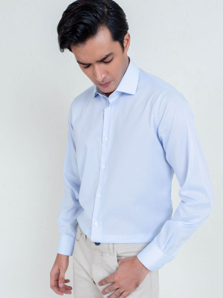 Sky Blue Patterned Formal Shirt Brumano Pakistan