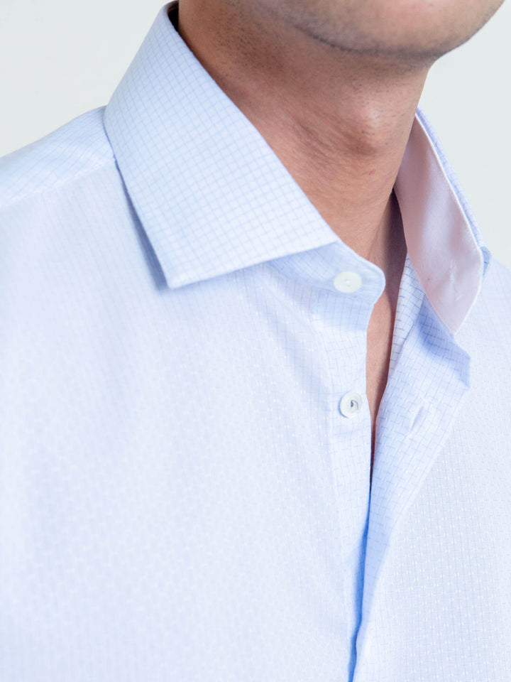 Sky Blue Patterned Formal Shirt Brumano Pakistan