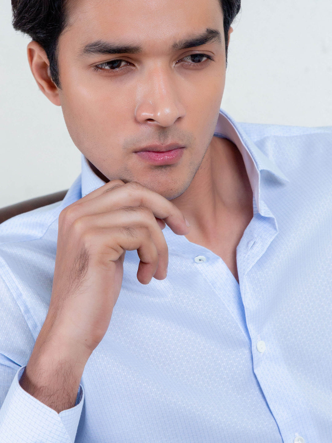 Sky Blue Patterned Formal Shirt Brumano Pakistan