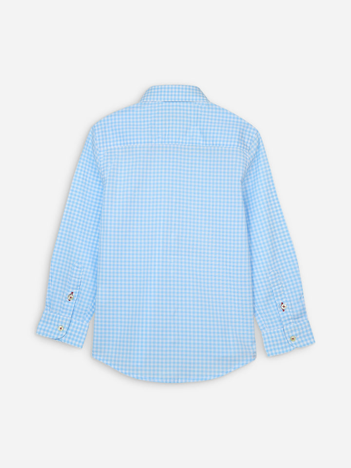 Sky Blue Gingham Long Sleeve Casual Shirt Brumano Pakistan