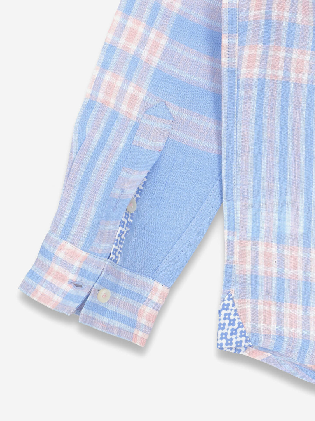 Sky Blue Linen Checkered Casual Shirt Brumano Pakistan 