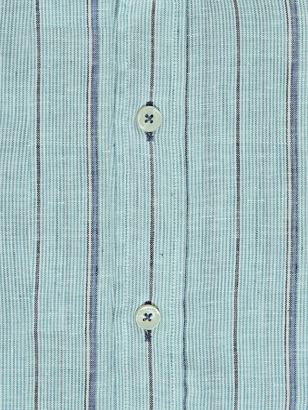 Sky Blue Linen Striped Mao Collar Shirt