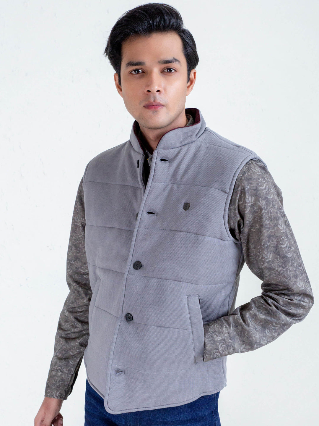 Slate Grey Knitted Sleeveless Vest Brumano Pakistan