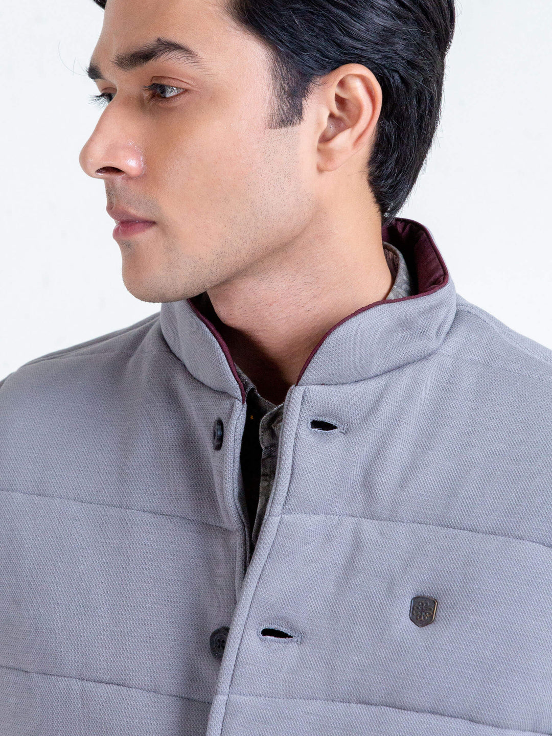 Slate Grey Knitted Sleeveless Vest Brumano Pakistan