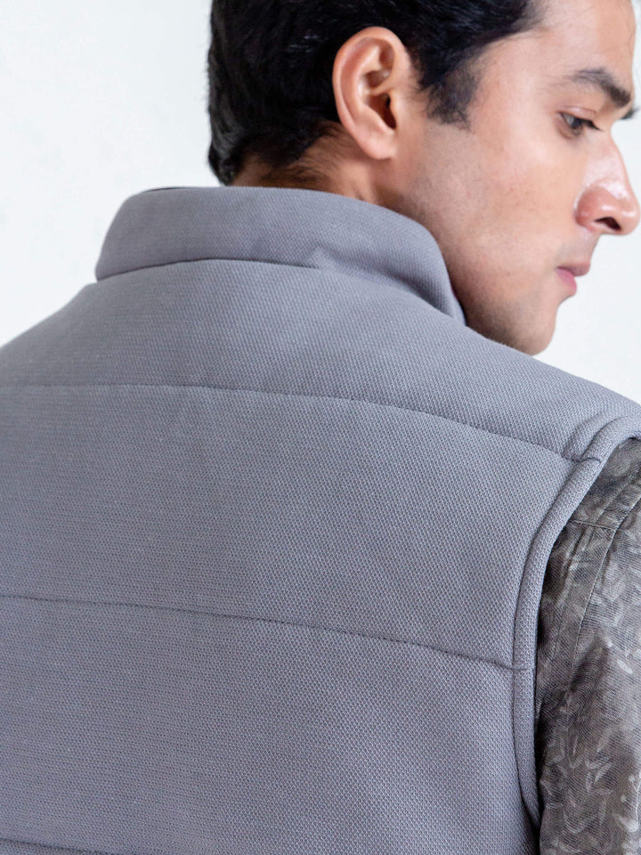 Slate Grey Knitted Sleeveless Vest Brumano Pakistan