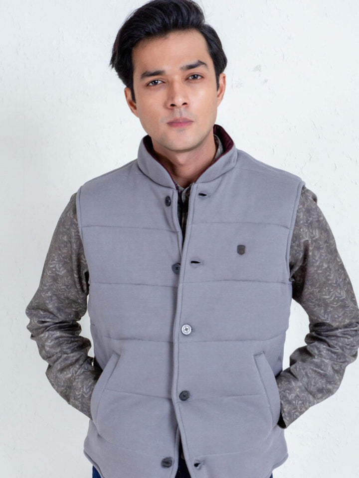 Slate Grey Knitted Sleeveless Vest Brumano Pakistan
