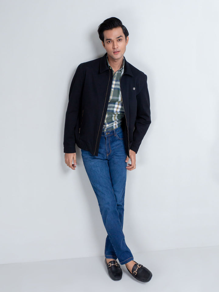 Slim-Fit Black Casual Collar Jacket Brumano Pakistan