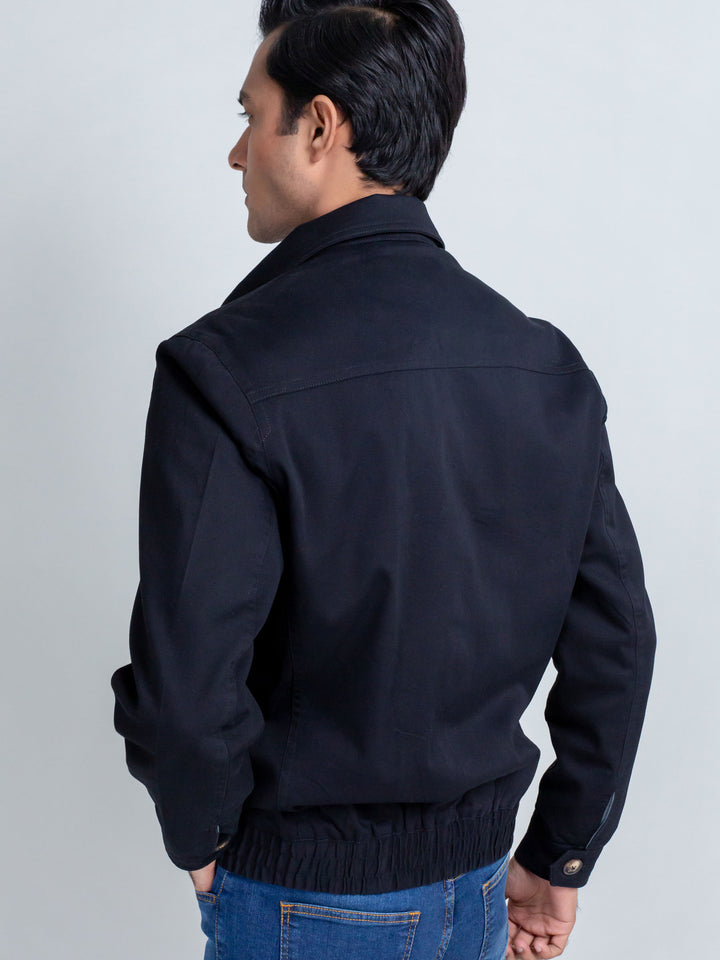 Slim-Fit Black Casual Collar Jacket Brumano Pakistan