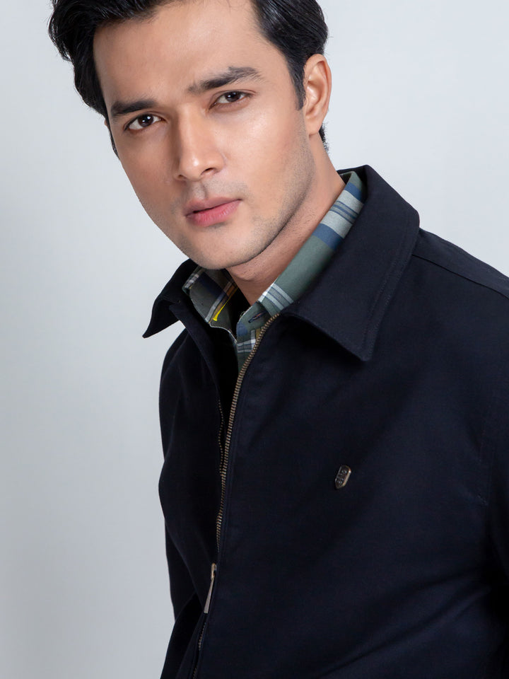 Slim-Fit Black Casual Collar Jacket Brumano Pakistan