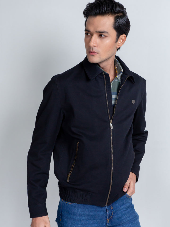 Slim-Fit Black Casual Collar Jacket Brumano Pakistan