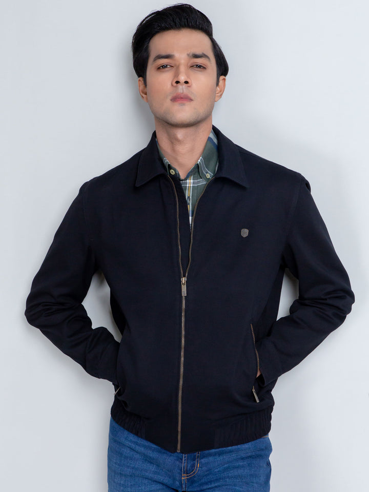 Slim-Fit Black Casual Collar Jacket Brumano Pakistan