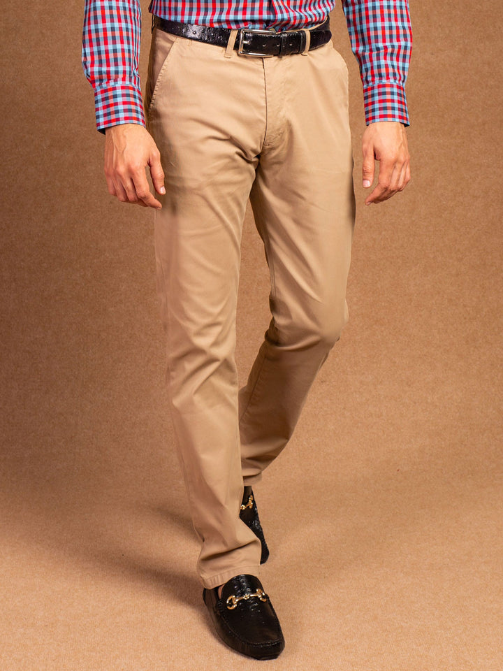 Slim-Fit Khaki Textured Trouser