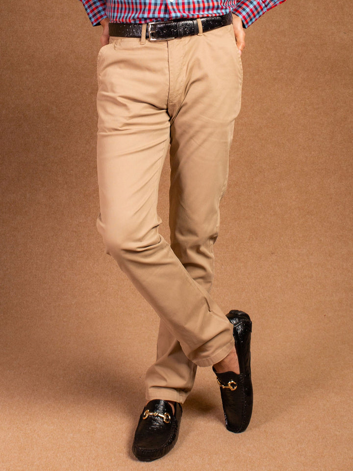 Slim-Fit Khaki Textured Trouser