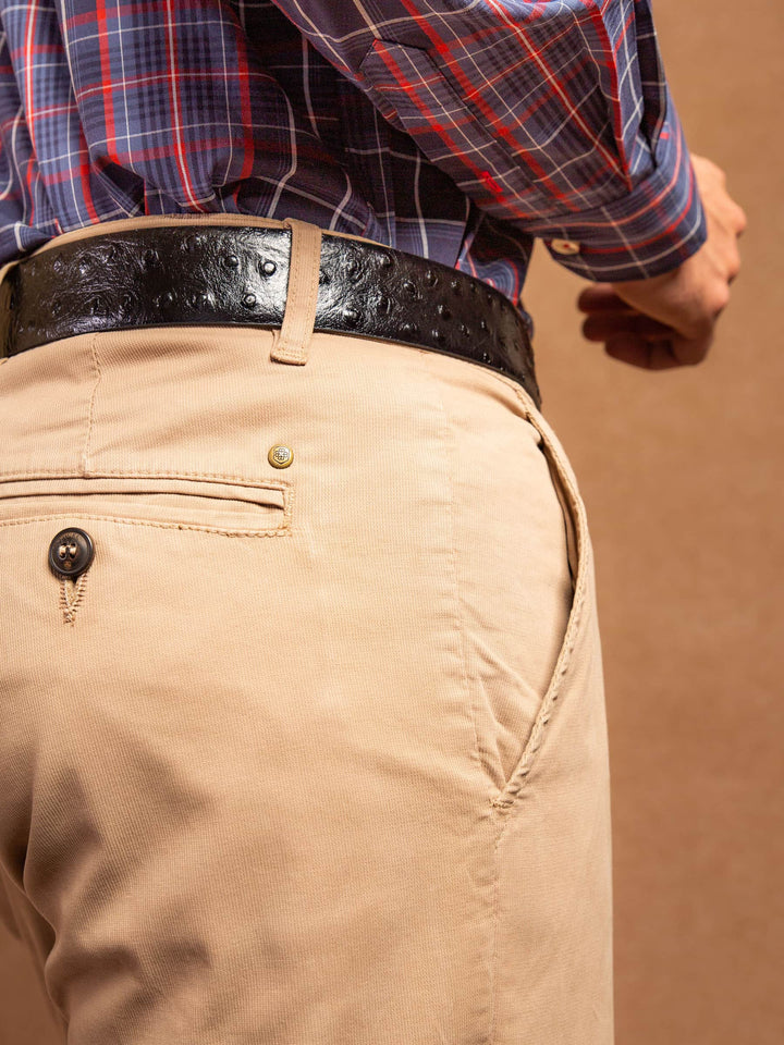Slim-Fit Khaki Textured Trouser
