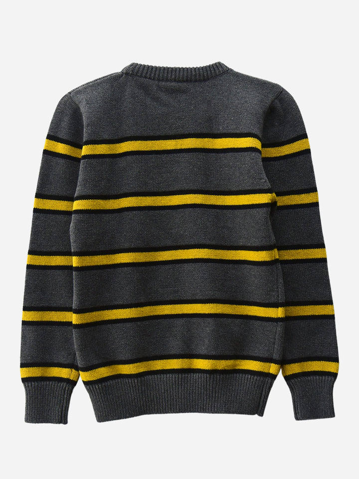 Steel Grey & Yellow Striped Casual Jumper Brumano Pakistan