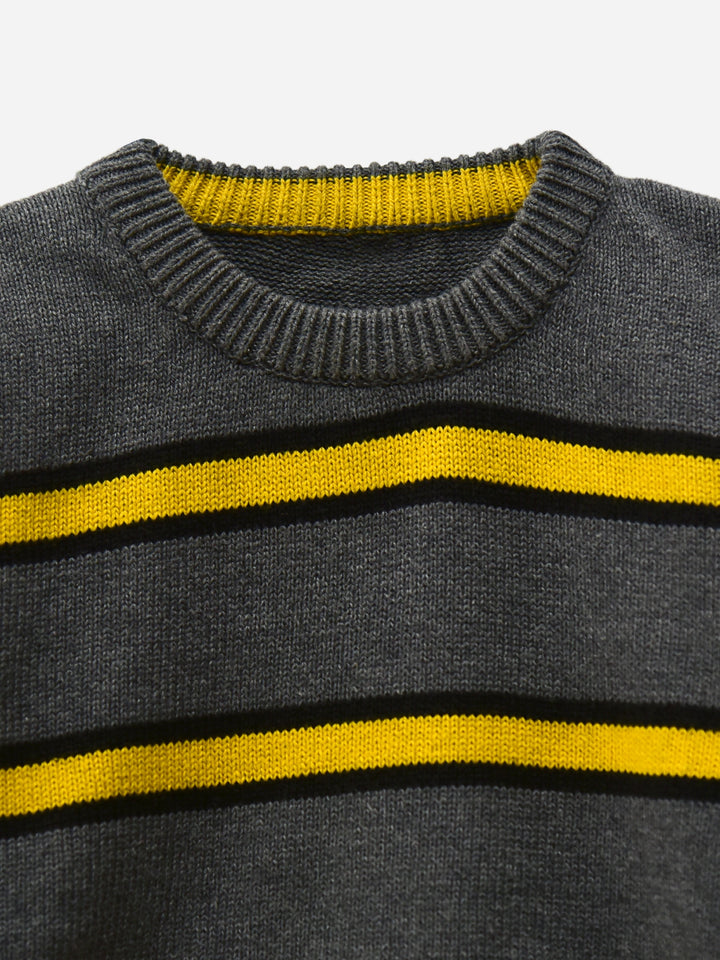 Steel Grey & Yellow Striped Casual Jumper Brumano Pakistan