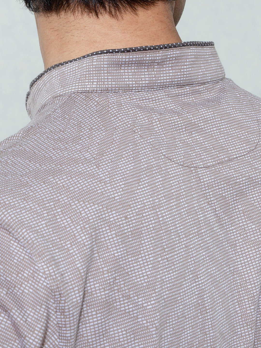 Tan Brown Mao Collar Polo Shirt Brumano Pakistan