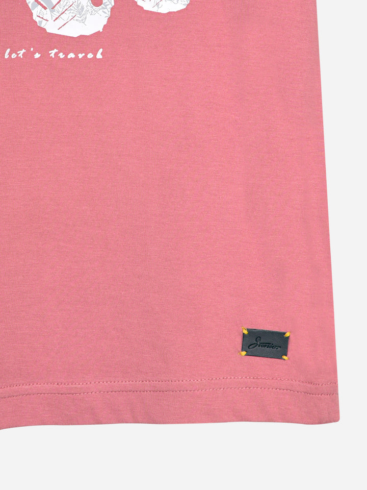 Tea Pink Graphic Printed Casual T-shirt Brumano Pakistan