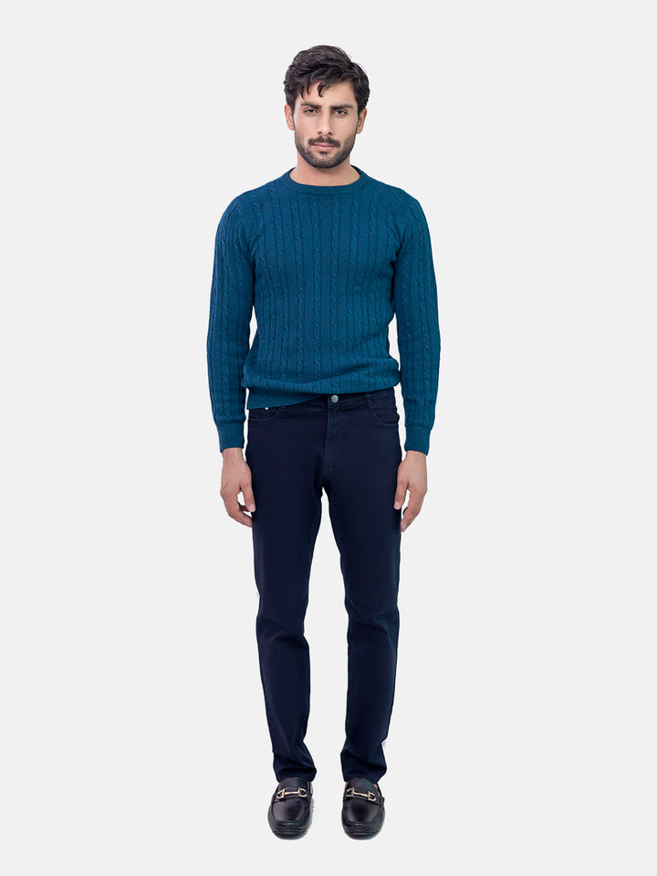 Teal Blue Cable Knitted Jumper Brumano Pakistan