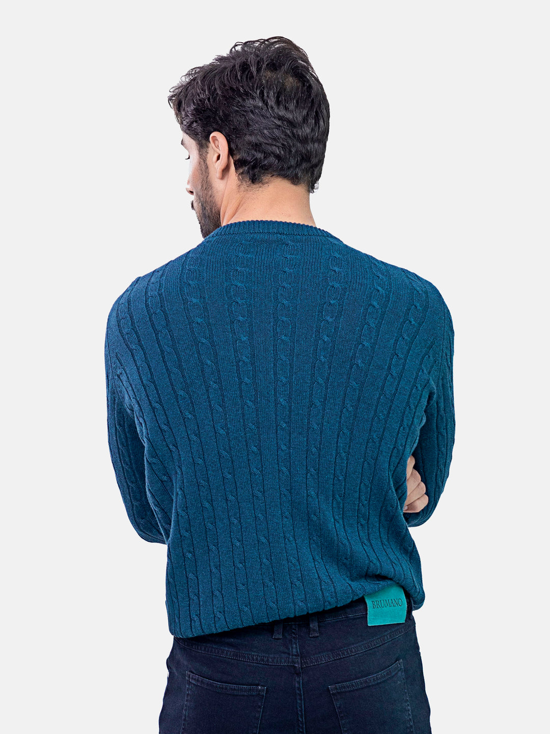Teal Blue Cable Knitted Jumper Brumano Pakistan