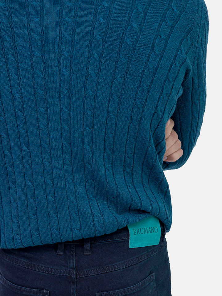 Teal Blue Cable Knitted Jumper Brumano Pakistan