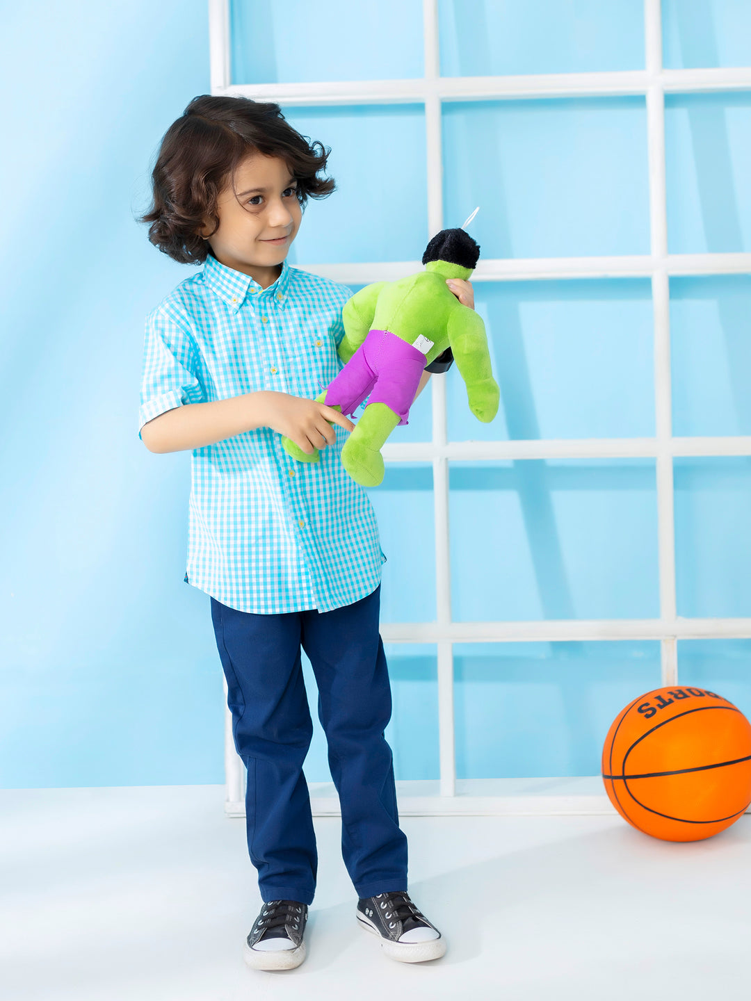 Turquoise Gingham Short Sleeve Casual Shirt Brumano Pakistan