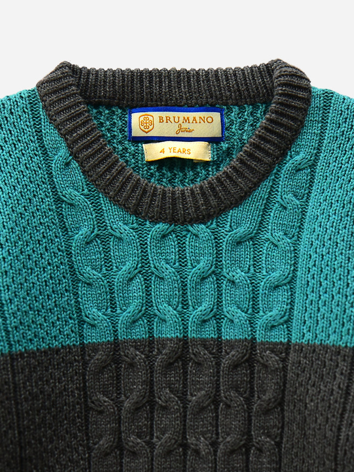 Turquoise & Grey Chunky Casual Sweater Brumano Pakistan