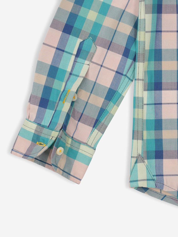 Turquoise Checkered Long Sleeve Casual Shirt Brumano Pakistan