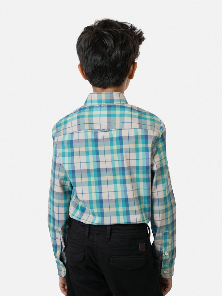 Turquoise Checkered Long Sleeve Casual Shirt Brumano Pakistan