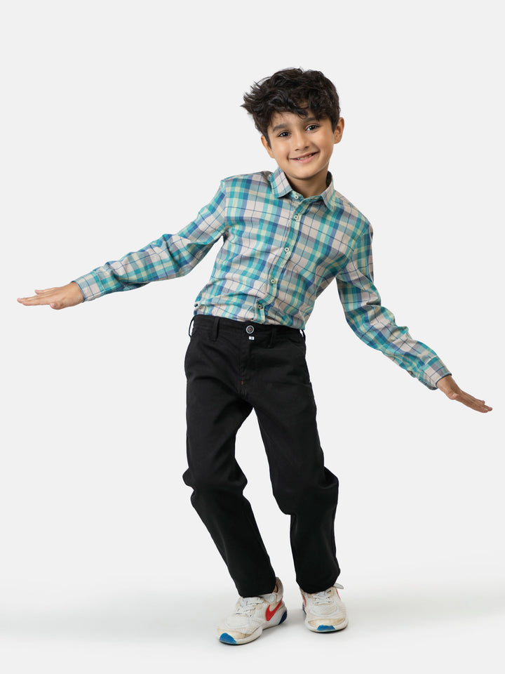 Turquoise Checkered Long Sleeve Casual Shirt Brumano Pakistan