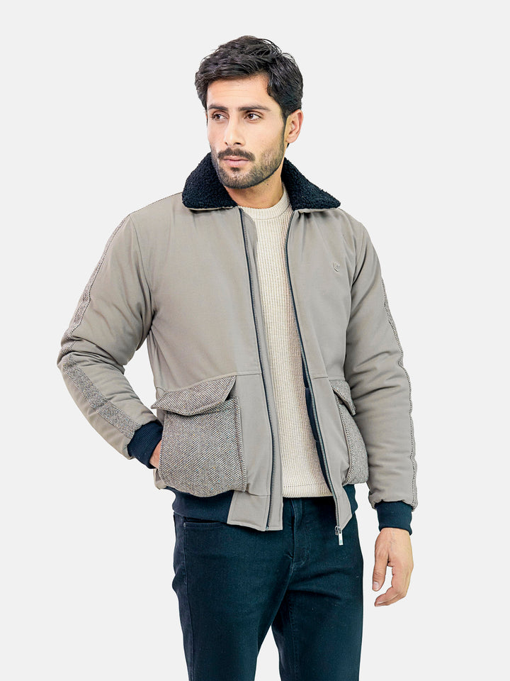 Vintage Khaki Sherpa Collar Aviator Jacket With Cashmere Pockets Brumano Pakistan