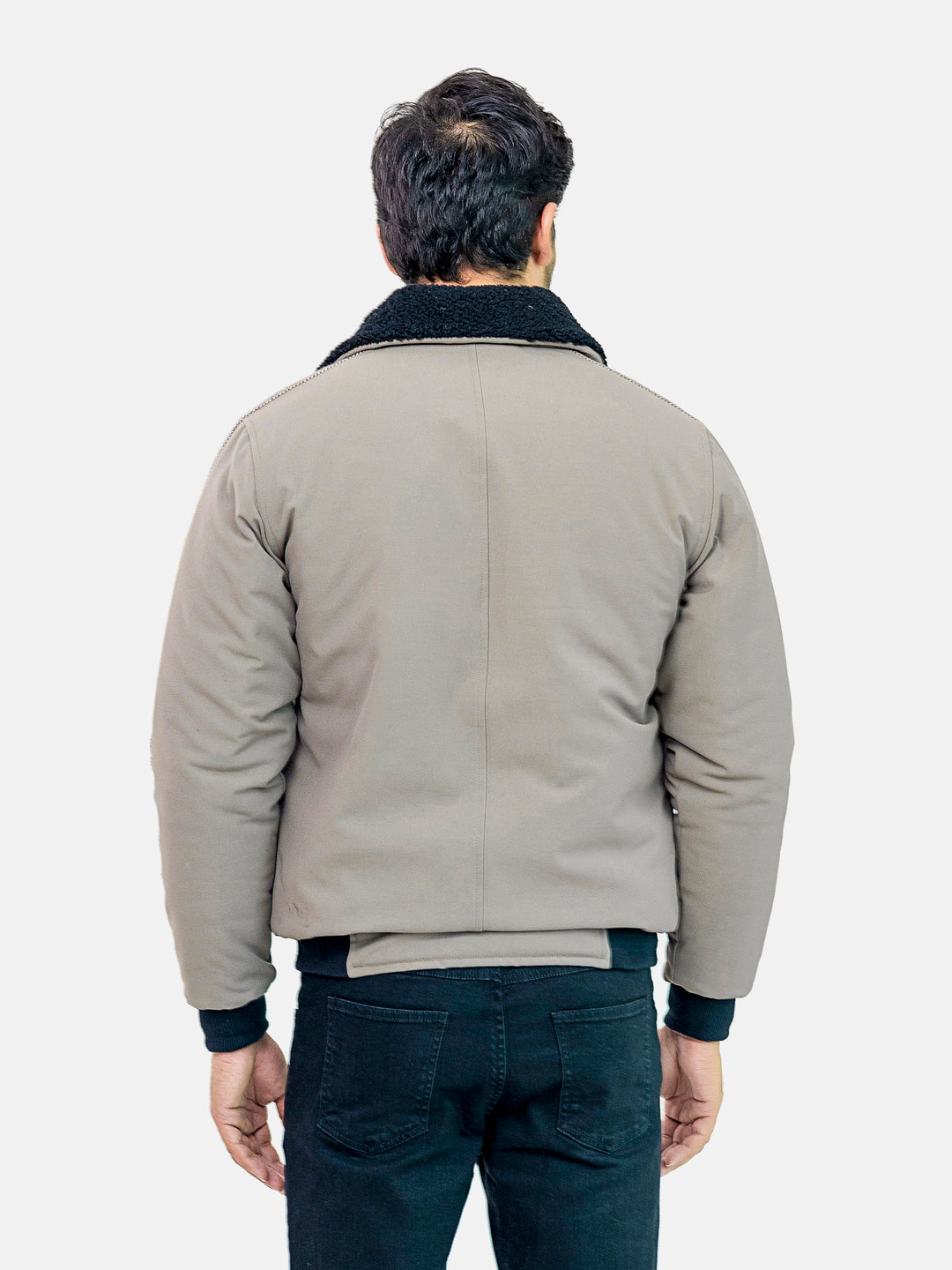 Vintage Khaki Sherpa Collar Aviator Jacket With Cashmere Pockets Brumano Pakistan