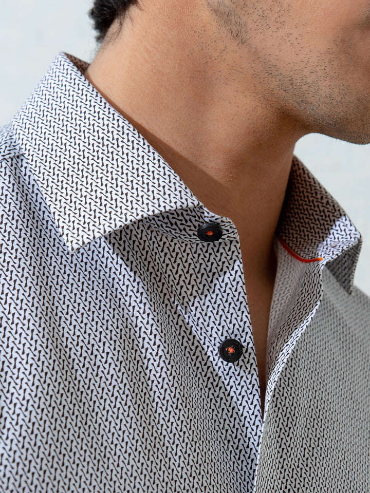 White & Black Printed Shirt Brumano Pakistan