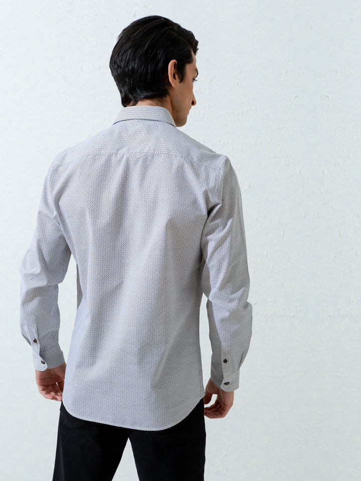 White & Black Printed Shirt Brumano Pakistan