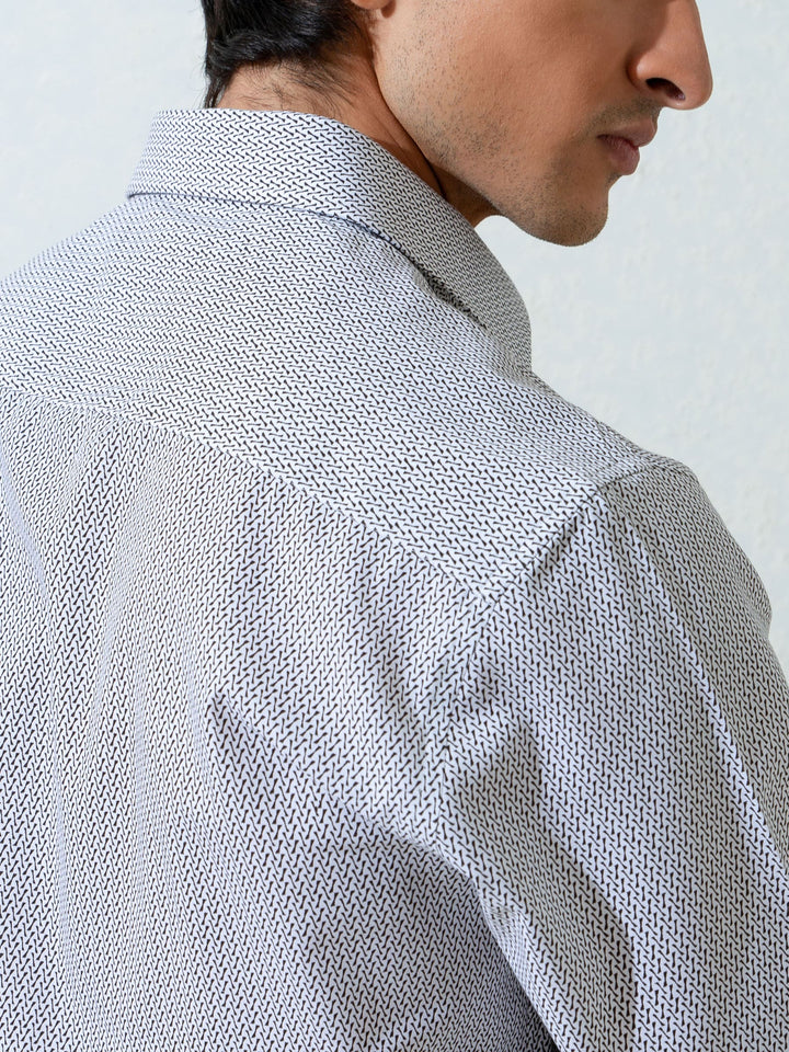 White & Black Printed Shirt Brumano Pakistan