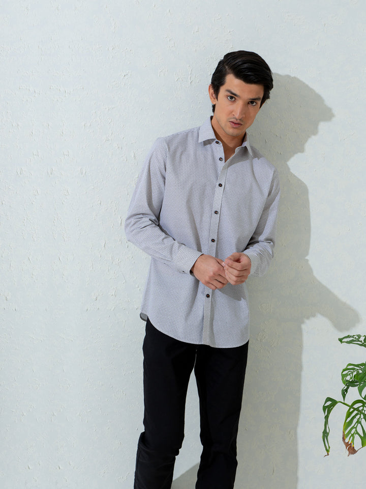 White & Black Printed Shirt Brumano Pakistan