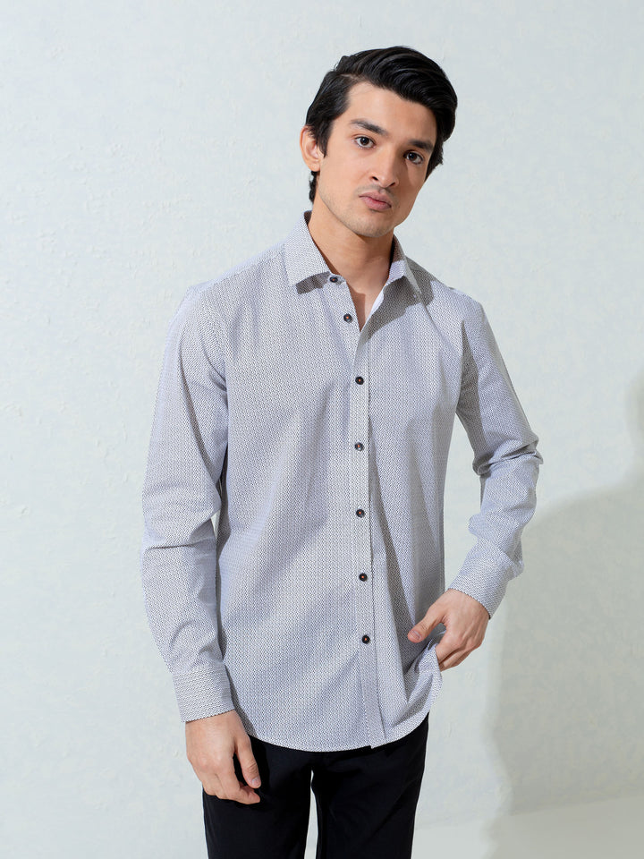White & Black Printed Shirt Brumano Pakistan