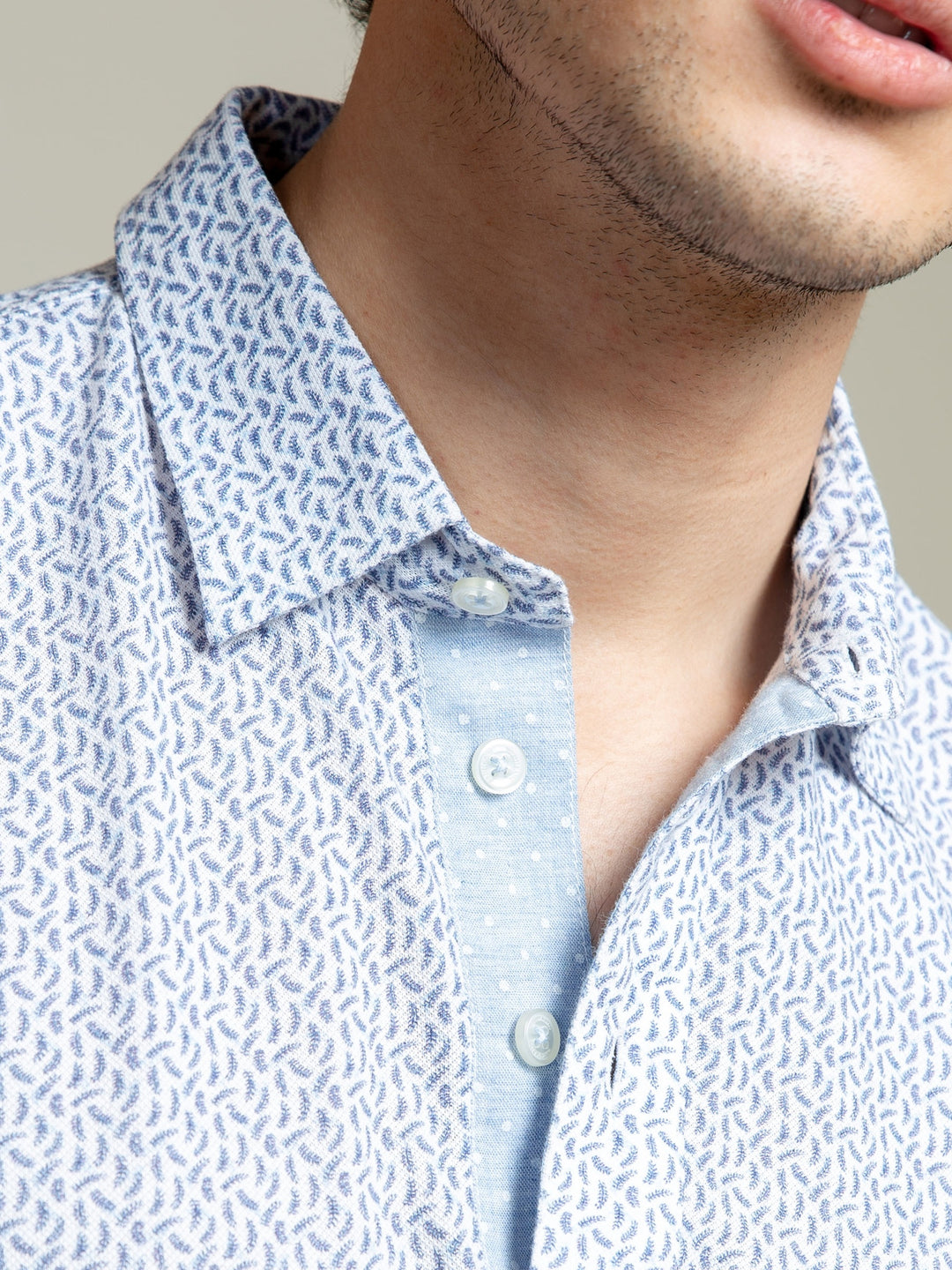 White & Blue Printed Mercerized Polo Shirt Brumano Pakistan